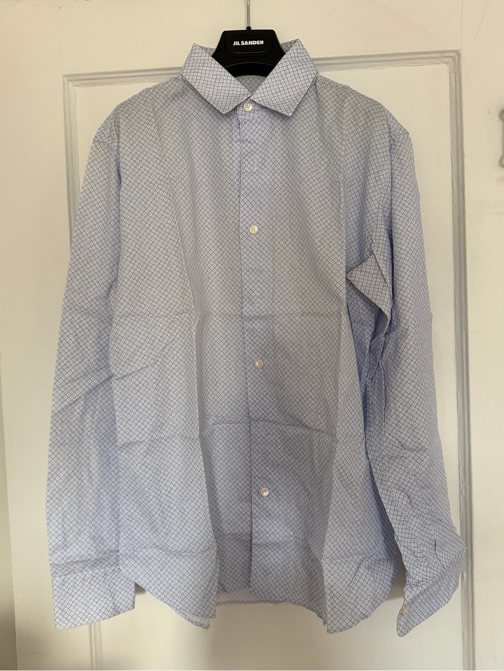 Salvatore Ferragamo Light Blue Micro-Pattern Button Down Shirt